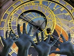 hands on the background of a tower clock