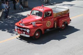 vintage fire truck on the street