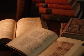 open books on the table in the library