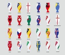 flags of different countries on a gray background