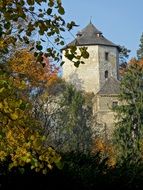 view of the castle from the autumn park