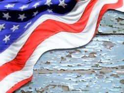 american flag on wooden wall