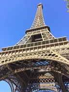 Eiffel Tower landmark of Paris, bottom view