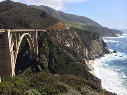 Landscape of bridge on a cliff in California