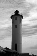 black and white image of sea lighthouse