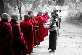 monks in a temple in burma