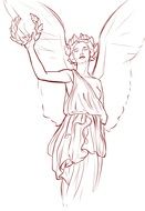 drawing of a greek angel with wings