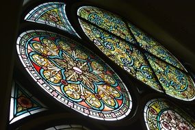 round stained glass window in a church