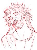 drawing of jesus christ with a wreath on his head