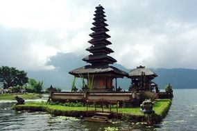 temple on the lake in indonesia