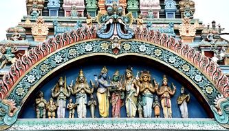 sculptures on the facade of Meenakshi Sundareswarar Temple Pilgrims Rest House