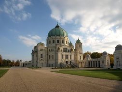 building with domes at the central cemetery in Vienna