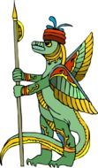 painted egyptian dragon with a spear