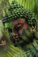 head of green buddha statue