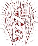 graphic image of a cross with wings