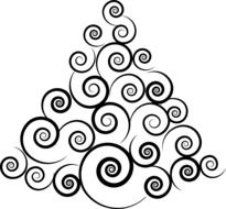 swirls in christmas tree silhouette