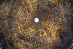 ceiling painting on Dome of Renaissance Church, italy, florence