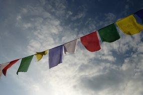 multicolored prayer flags in Nepal, Asia