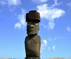 moai, monolithic statue at sky, Polynesia, easter island