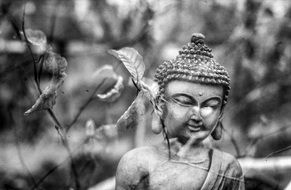 statue of meditating buddha in the garden