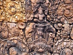 historic relief on the temple in banteay srei