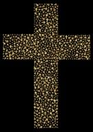 clipart of golden shiny cross on a black background