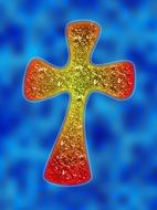 colorful cross on a blue background