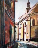 Drawing of old Street, Poland, krakow