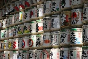 traditional drums as decoration of a temple in asia