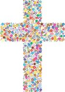 cross in colorful dots