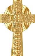 golden cross in celtic patterns