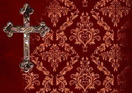 christian cross on ornament background