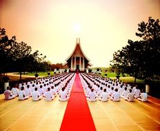 Buddhists Praying in a temple