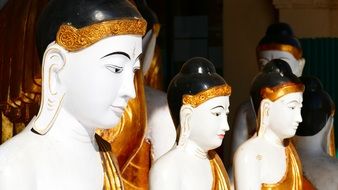 Three buddha statues in Shwedagon