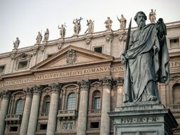 st Paul sculpture in front of San Pedro church, italy, Rome