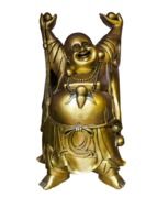 happy Buddha, Golden Statue on white background
