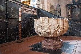 baptismal font in a roman catholic church