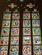 holy history scenes, colorful stained glass church window