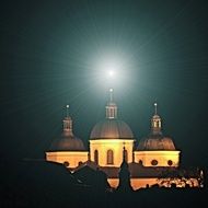 star over the church at night