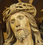 jesus in crown of thorns, gothic wood carving