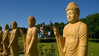 Buddha statues in row at park