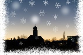 image of church on christmas card