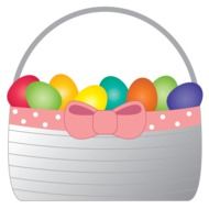 Beautiful colorful Easter Eggs in the basket clipart