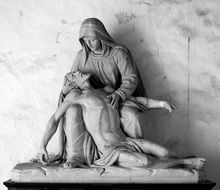 sculpture of jesus and mary in the church