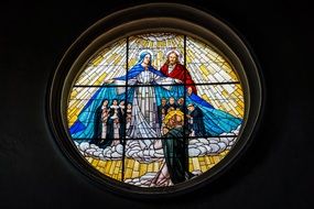 stained glass window in a church in Croatia