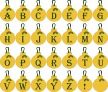 english alphabet on gold coins