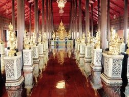 luxurious interior of a buddhist temple in bangkok