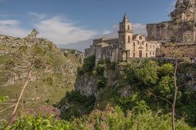 Church on a cliff in Matera, Italy