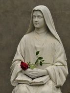 red rose on the statue of St. Mary