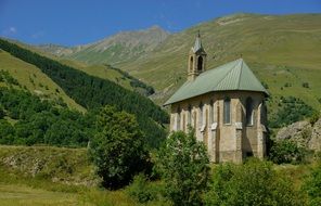 church among green alps